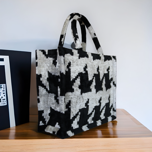 ideal for wholesale purchases, these silk velvet ikat tote bags offer an exclusive opportunity to add a touch of cultural elegance and luxury to your retail collection. Whether you are looking to elevate your store’s inventory or seeking a unique product for fashion enthusiasts, these handmade velvet ikat silk tote bags are the perfect choice.