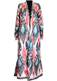 cotton ikat caftan (turquoise and coral)