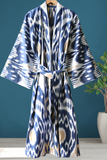Cotton Ikat Kimono Style Navy Caftan 016