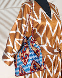 Silk Ikat Caftan Brown Dress