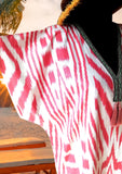 silk ikat caftan dress  (pink stripes)