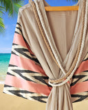 silk ikat winged robe pink stripes