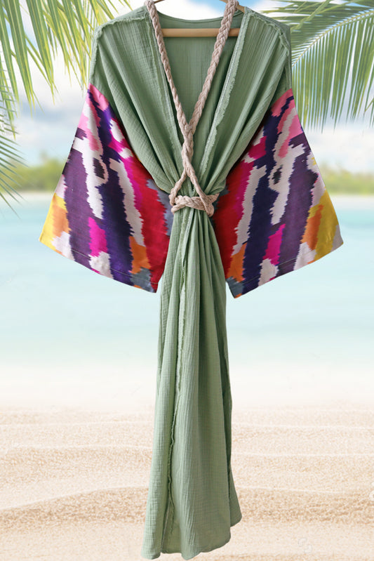 Silk Ikat Muslin Robe Multicolour