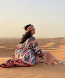 cotton ikat caftan (turquoise and coral)