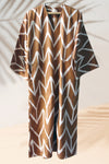 Silk Ikat Caftan Brown Dress