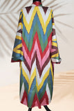 Silk Ikat Kimono Style Zig Zag Caftan