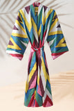 Silk Ikat Kimono Style Zig Zag Caftan