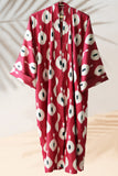 Silk Ikat Kimono Style Red Caftan