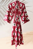 Silk Ikat Kimono Style Red Caftan