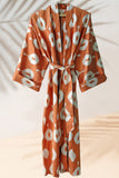 Silk Ikat Kimono Style Orange Caftan