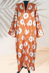Silk Ikat Kimono Style Orange Caftan