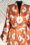 Silk Ikat Kimono Style Orange Caftan