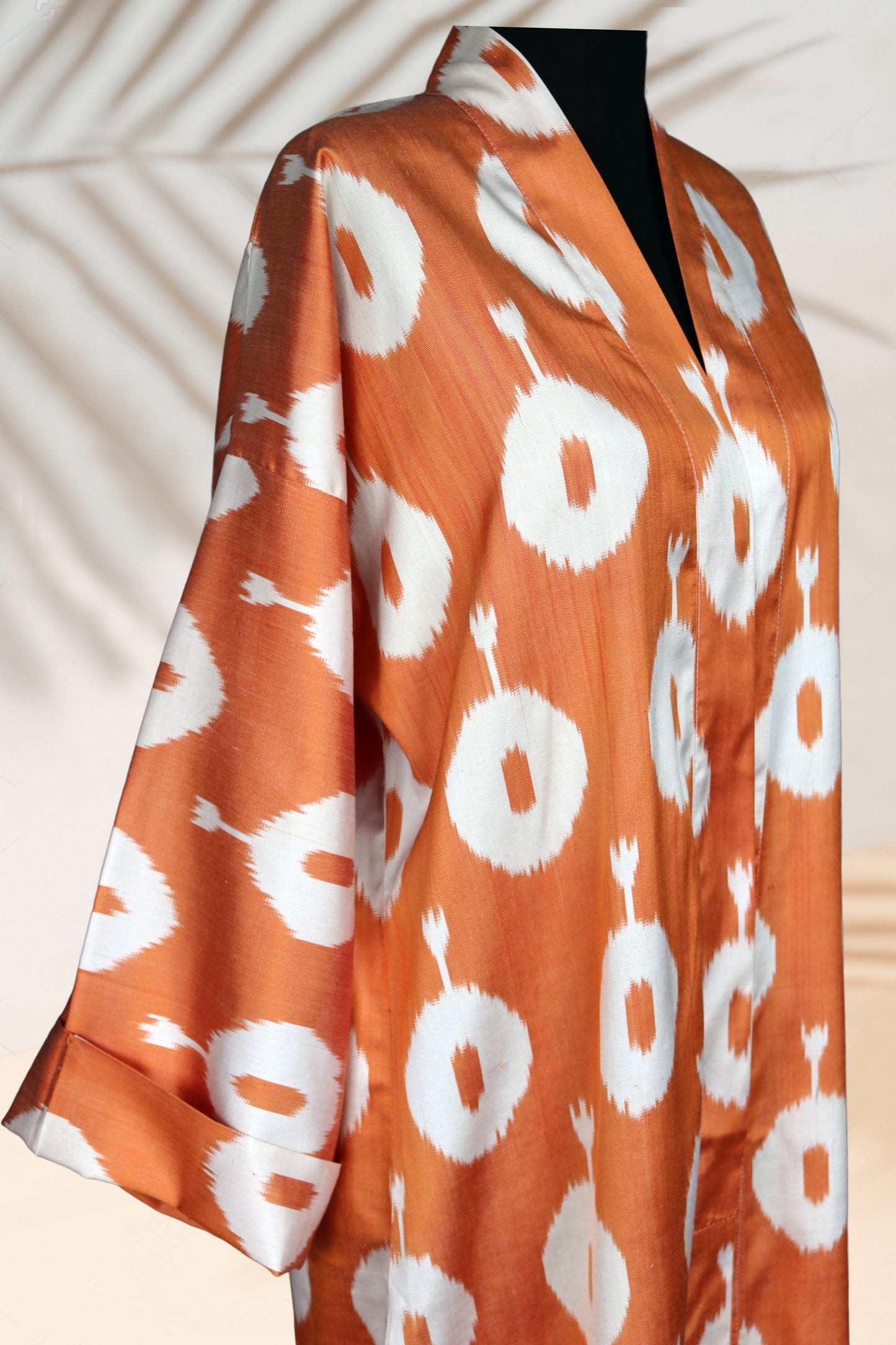 Silk Ikat Kimono Style Orange Caftan