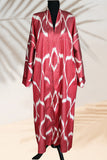 Silk Ikat Kimono Style Red Caftan