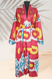 Silk Ikat Kimono Style Red Caftan