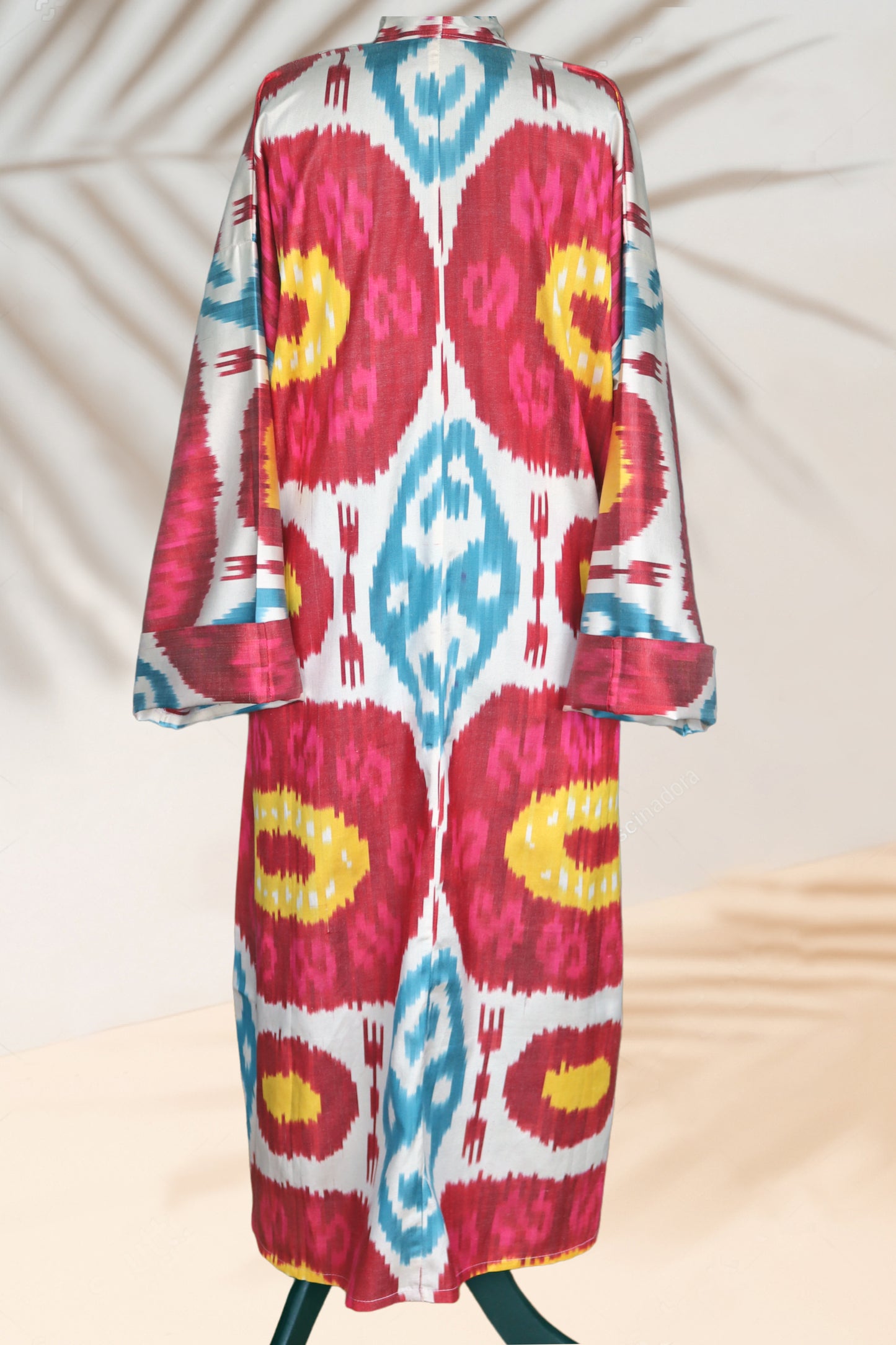 Silk Ikat Kimono Style Red Caftan