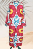 Silk Ikat Kimono Style Red Caftan