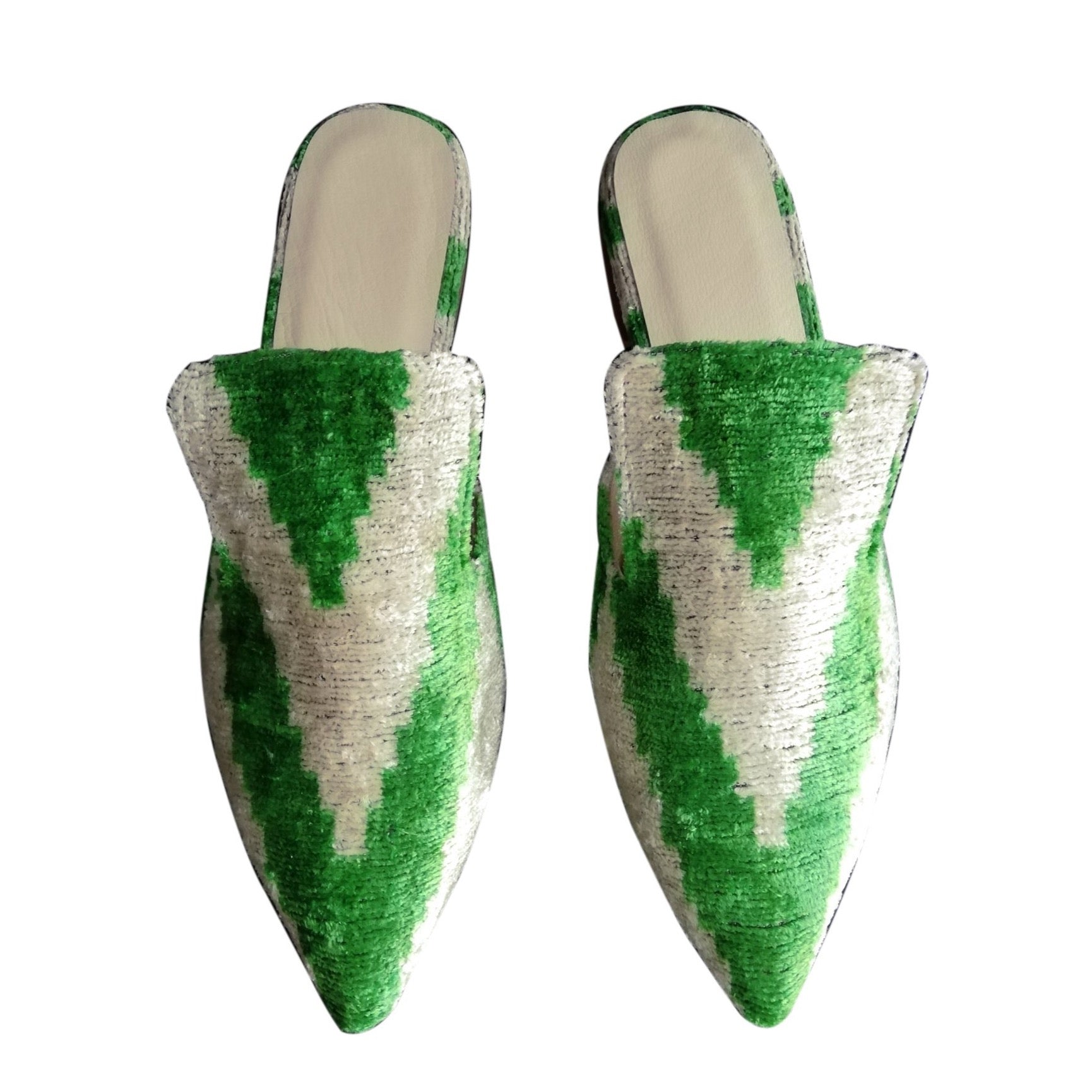Silk Velvet Ikat Slippers Red Green main image 1