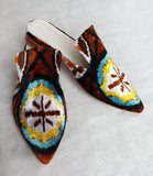 Silk velvet ikat handmade sharp pointed toes slippers