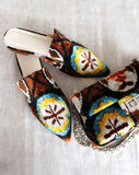Silk velvet ikat handmade sharp pointed toes slippers