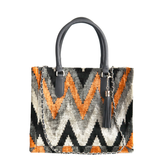 mini tote bag with leather handle and chain&tassel 001