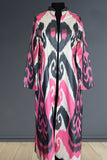 cotton ikat caftan (pink&grey)