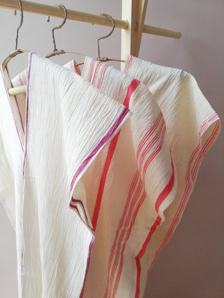 Vintage handwoven cotton silk linen blend caftan dress