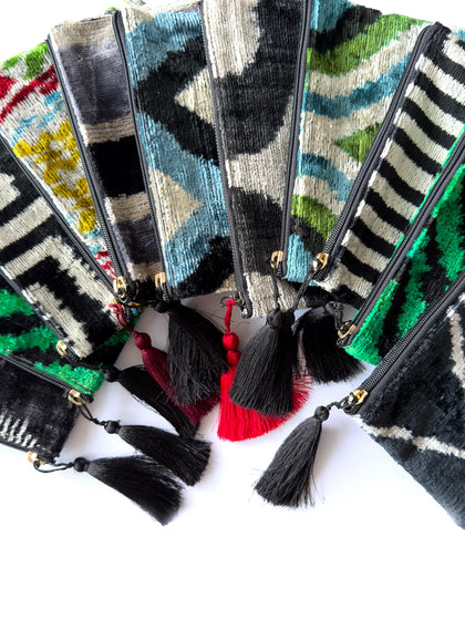 Luxury Handmade Ikat Silk Velvet Pouch