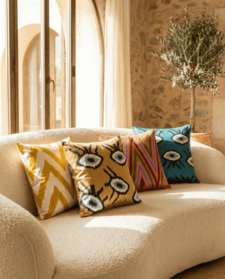 Handwoven wholesale silk ikat cushion covers