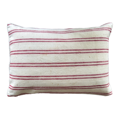 Double Sided Silk Ikat & Antique Handwoven Linen Pillow Cover bck