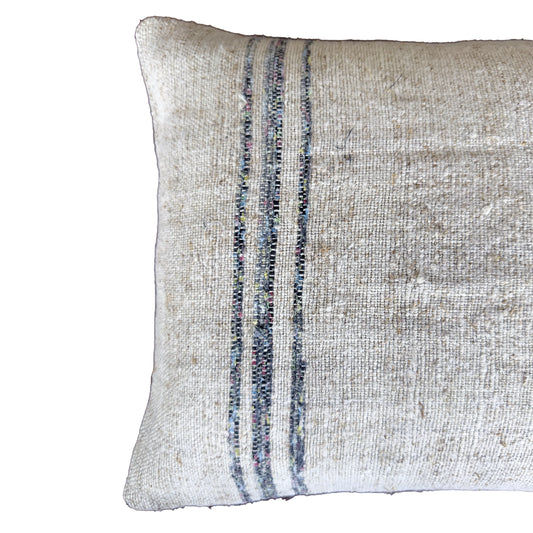 Antique Grain Sack Lumbar Pillow | Heritage Stripe 40×60 cm