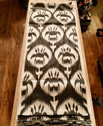 Silk ikat black and white fabric