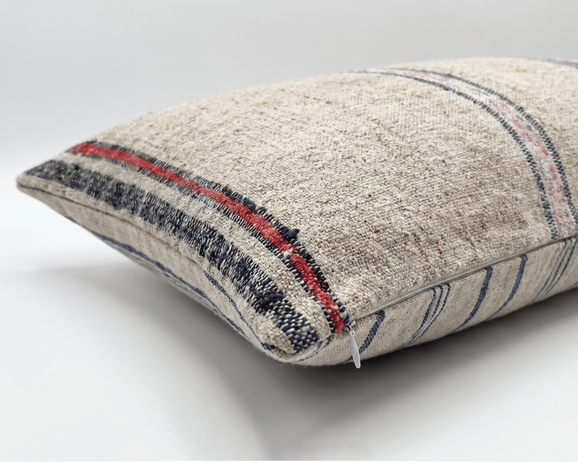 wabi sabi antique lumbar pillow made from vintage Anatolian linen textile