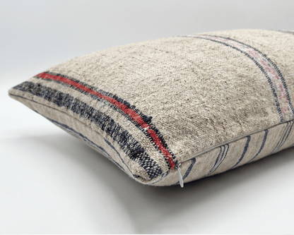 wabi sabi antique lumbar pillow made from vintage Anatolian linen textile