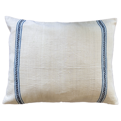 Double-Sided Antique Handwoven Linen Cushion Cover in Natural Linen