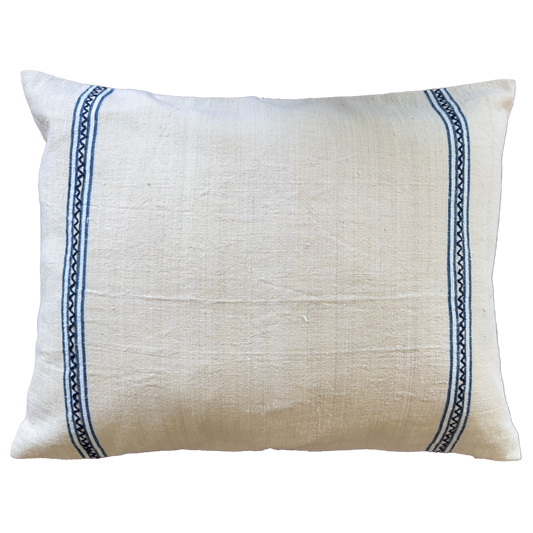 Double-Sided Antique Handwoven Linen Cushion Cover in Natural Linen