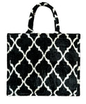 Black and White Moroccan Ikat Velvet Tote Bag