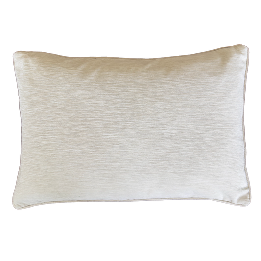 Handmade Blue Diamond silk velvet ikat cushion cover featuring a geometric pattern in blue, grey and ivory with a soft velvet back, 40×60 cm. backside