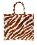 Brown Ikat Velvet Zebra Large Tote Bag