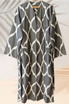 Cotton Ikat Black and White Caftan