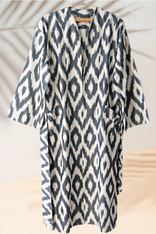 Cotton Ikat Black Caftan
