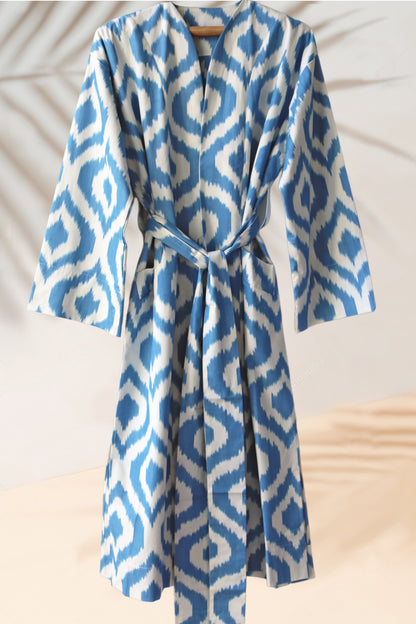 Caftán azul ikat de algodón