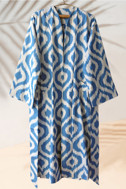Caftán azul ikat de algodón