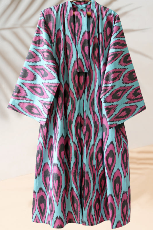 Cotton Ikat Kimono Style Caftan 038