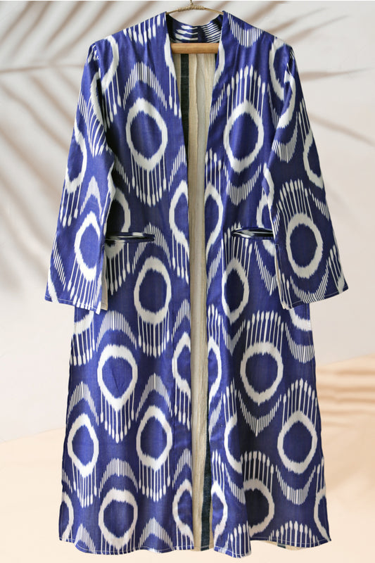 Silk Ikat Linen Double Side Caftan