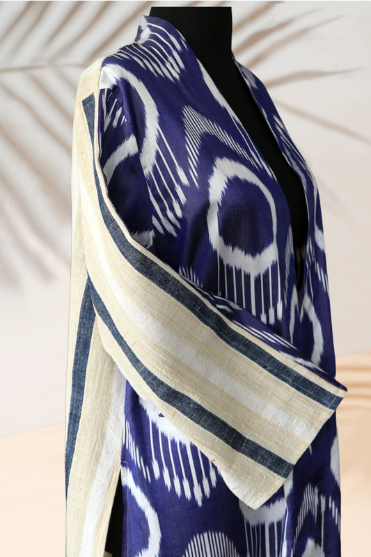 Silk Ikat Linen Double Side Caftan