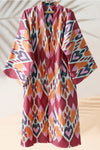 Cotton Ikat Kimono Style Red and Orange Caftan