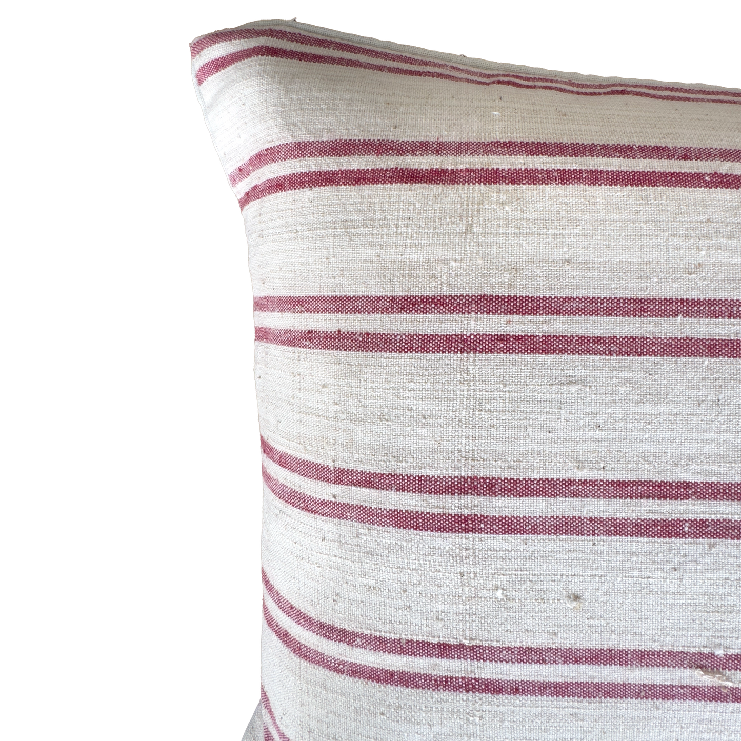 Double Sided Silk Ikat & Antique Handwoven Linen Pillow Cover – Sky Blue backside details