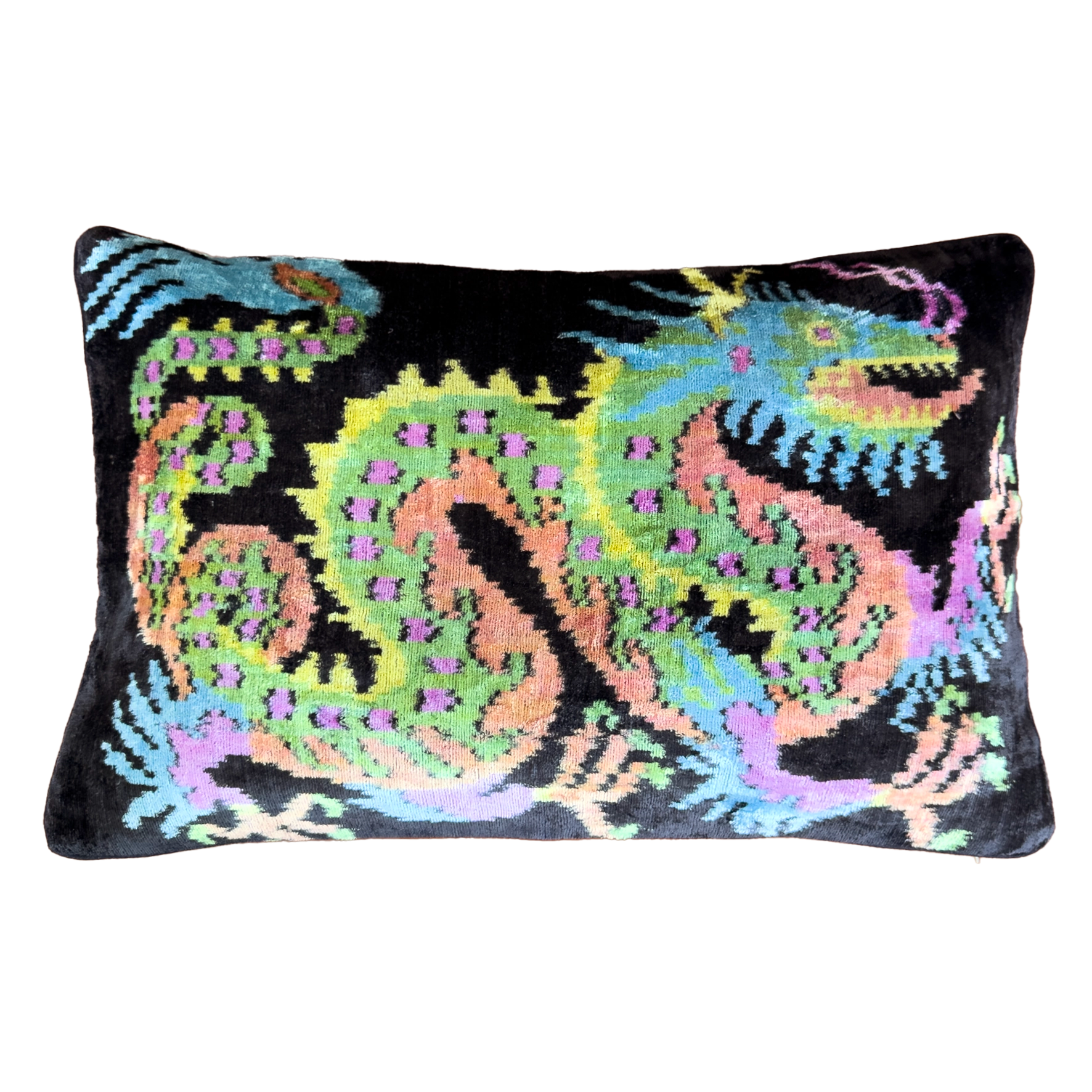 Dragon Silk velvet ikat cushion cover
