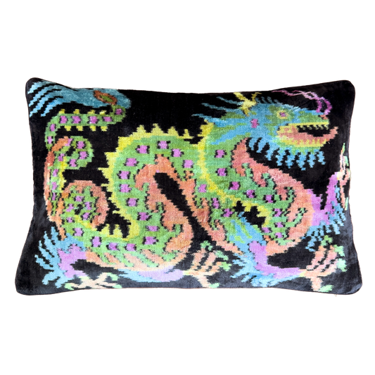 Dragon Silk velvet ikat cushion cover
